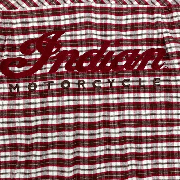 Indian Motorcycle Women's Plaid Button Up Shirt XL Long Sleeve Western - Picture 9 of 11